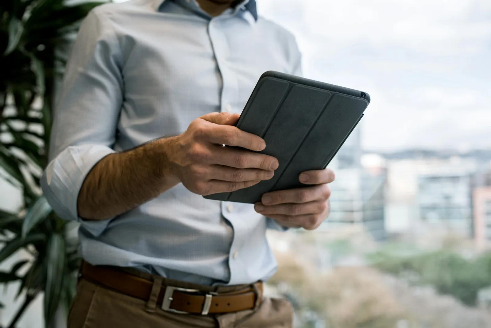 Sales rep using a tablet